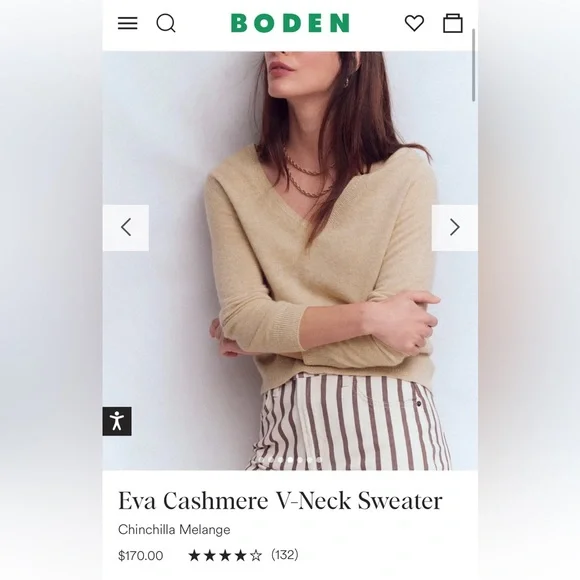 Boden/ Eva cream cashmere v neck Sweater - Picture 9 of 11